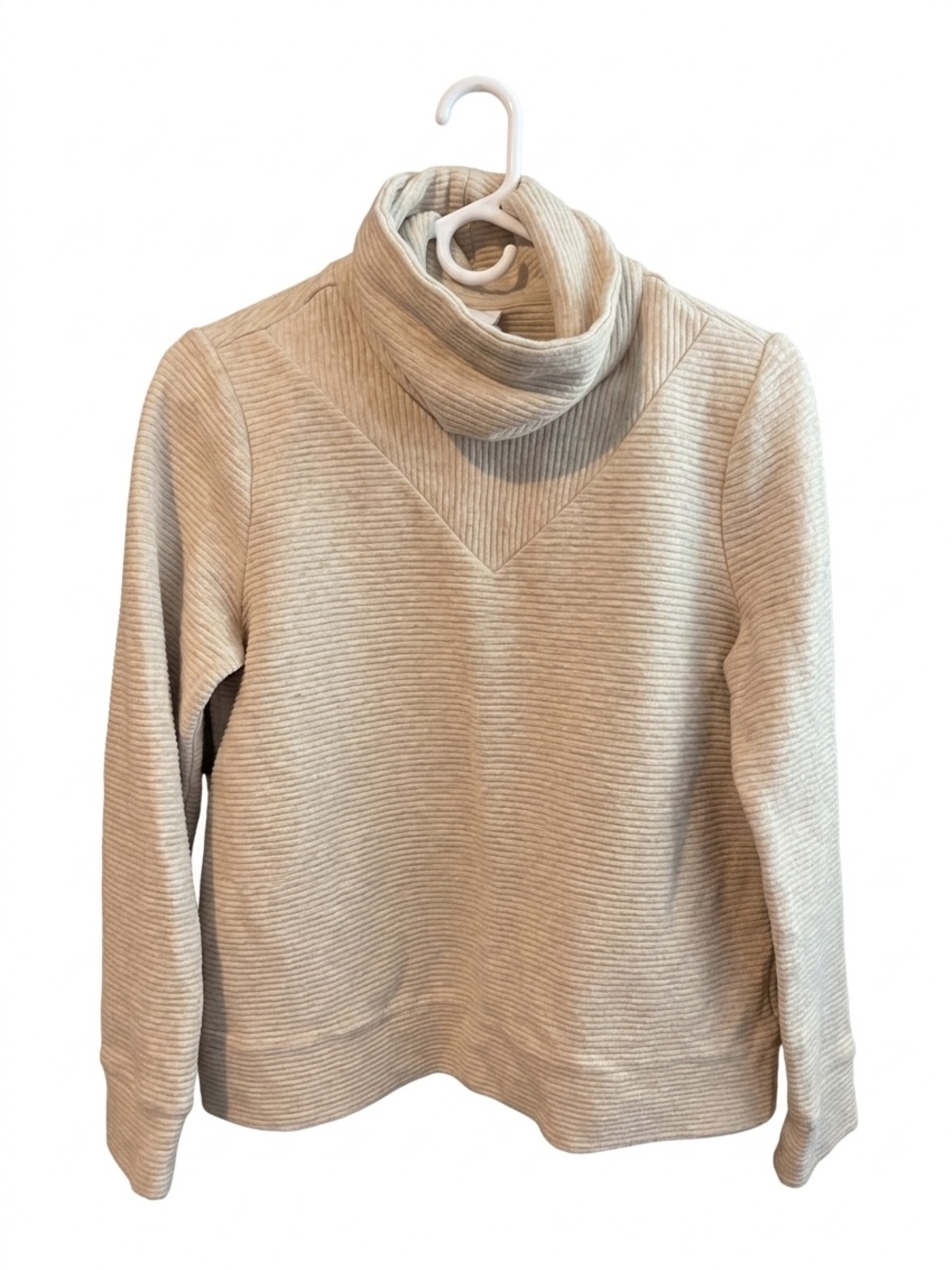 Lole Neutral Ribbed Cowl Neck Pullover